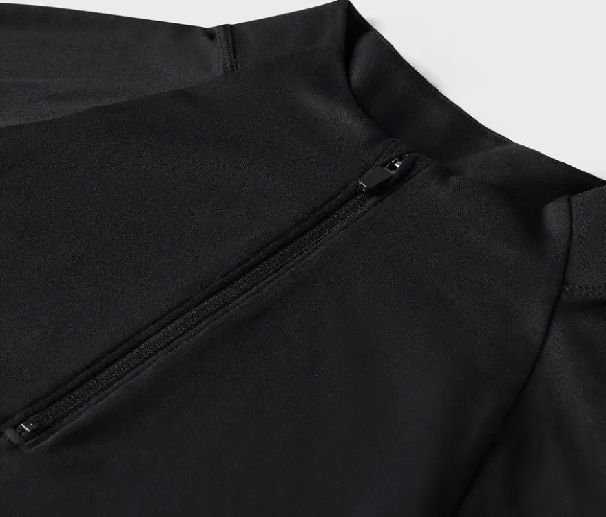 Sportshirt mit Half-Zip, schwarz