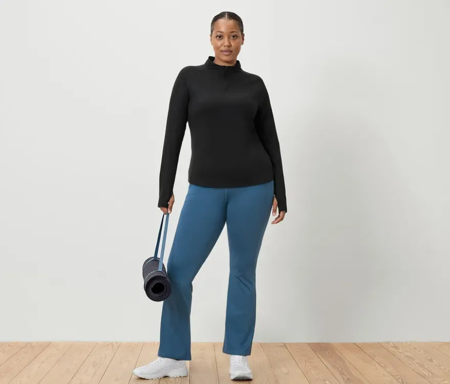Sportshirt mit Half-Zip, schwarz