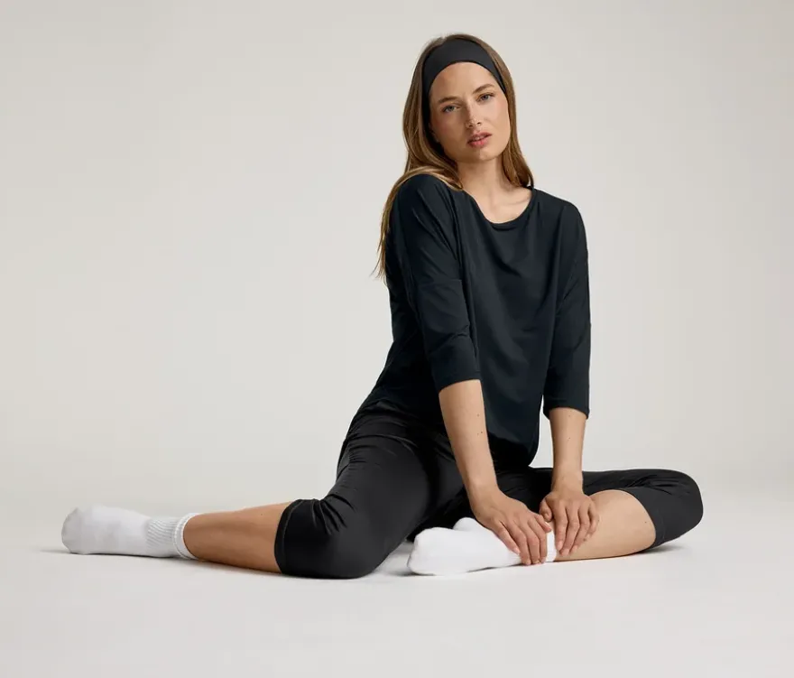 3/4-Sportshirt, schwarz