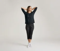3/4-Sportshirt, schwarz