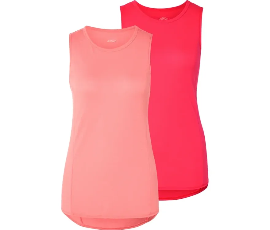 2 Sport-Tops, korallenrot, pfirsich