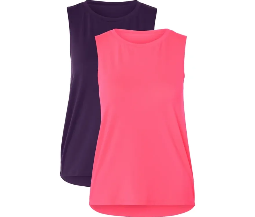 2 Sport-Tops, lila und pink