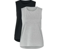 2 Sport-Tops, schwarz und grau