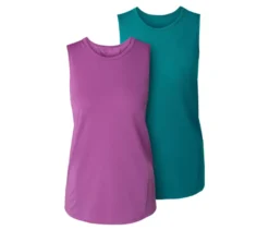 2 Sport-Tops, türkis und violett