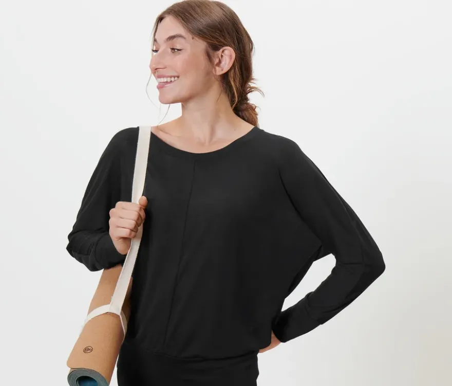 Sport-und-Yogashirt, schwarz