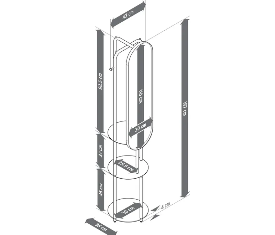Standgarderobe mit großem Spiegel
