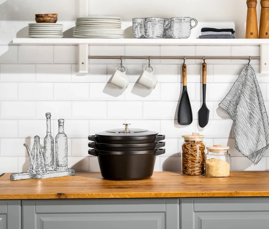 STAUB Gusseisen-Kochtopfset »Stackable«, schwarz