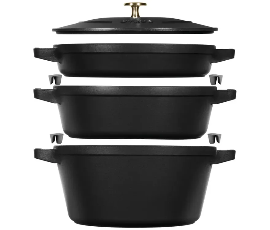 STAUB Gusseisen-Kochtopfset »Stackable«, schwarz