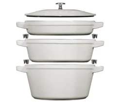 STAUB Gusseisen-Kochtopfset »Stackable«, weißer Trüffel