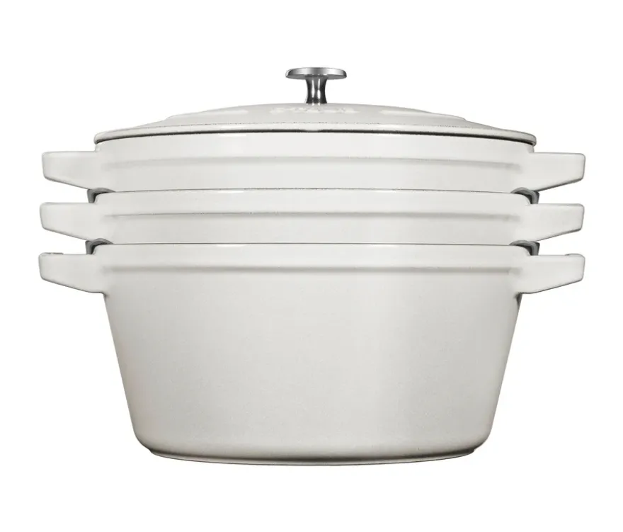 STAUB Gusseisen-Kochtopfset »Stackable«, weißer Trüffel