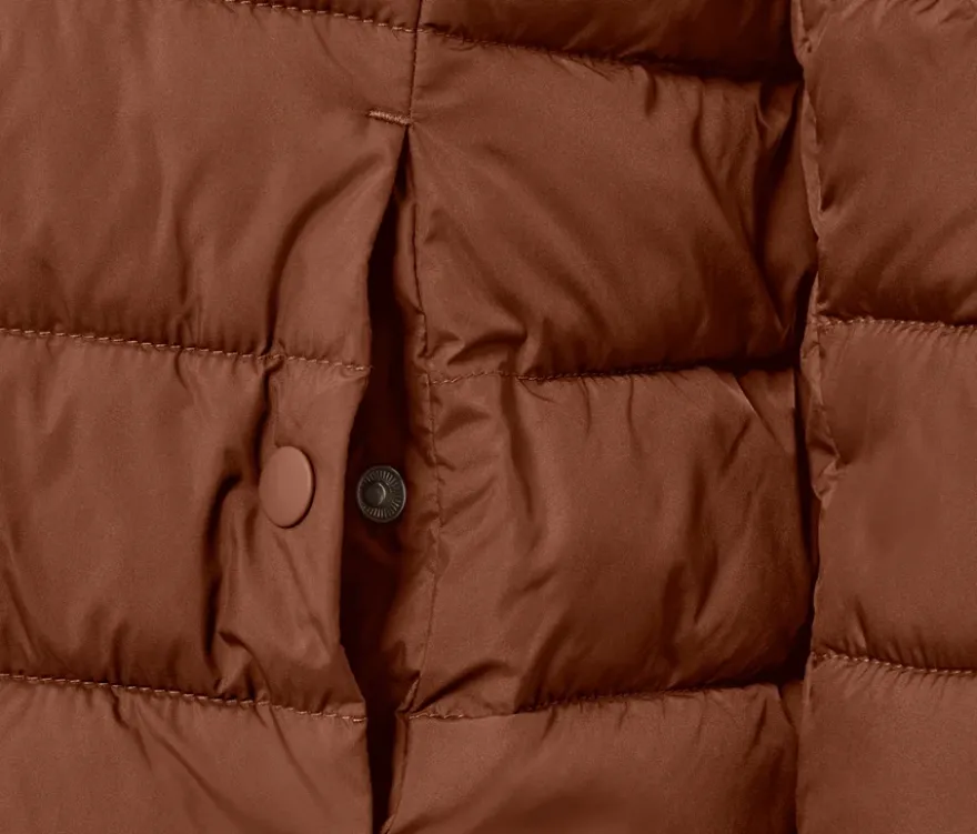 Steppjacke mit Kapuze, cognac