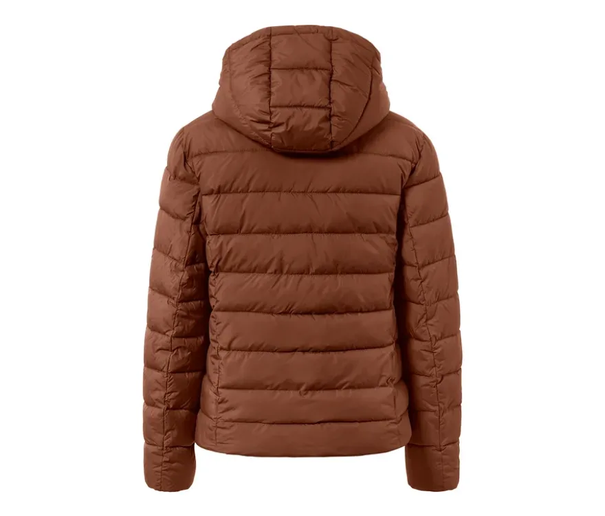Steppjacke mit Kapuze, cognac