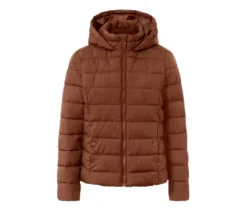 Steppjacke mit Kapuze, cognac