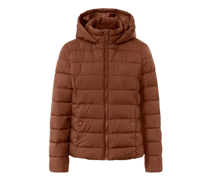 Steppjacke mit Kapuze, cognac