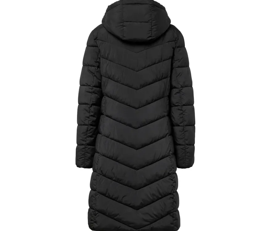 Steppmantel mit Kapuze, schwarz