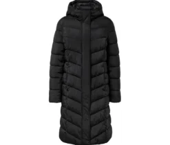 Steppmantel mit Kapuze, schwarz