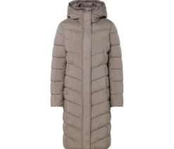 Steppmantel mit Kapuze, taupe