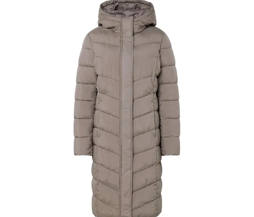 Steppmantel mit Kapuze, taupe
