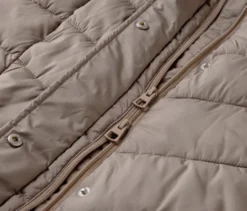 Steppmantel mit Kapuze, taupe