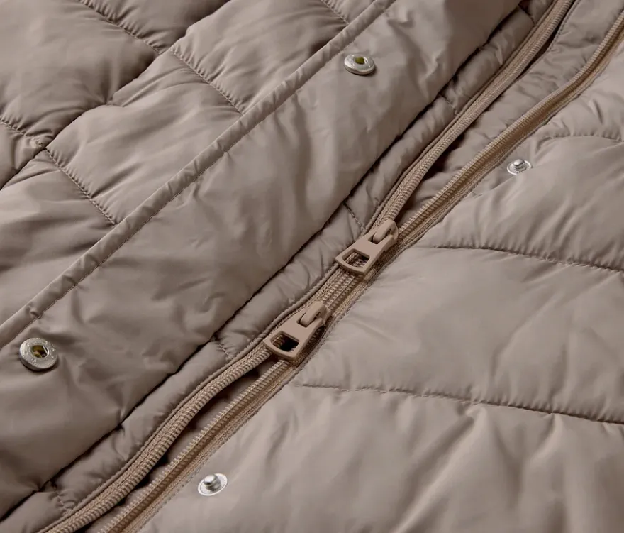 Steppmantel mit Kapuze, taupe