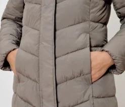 Steppmantel mit Kapuze, taupe