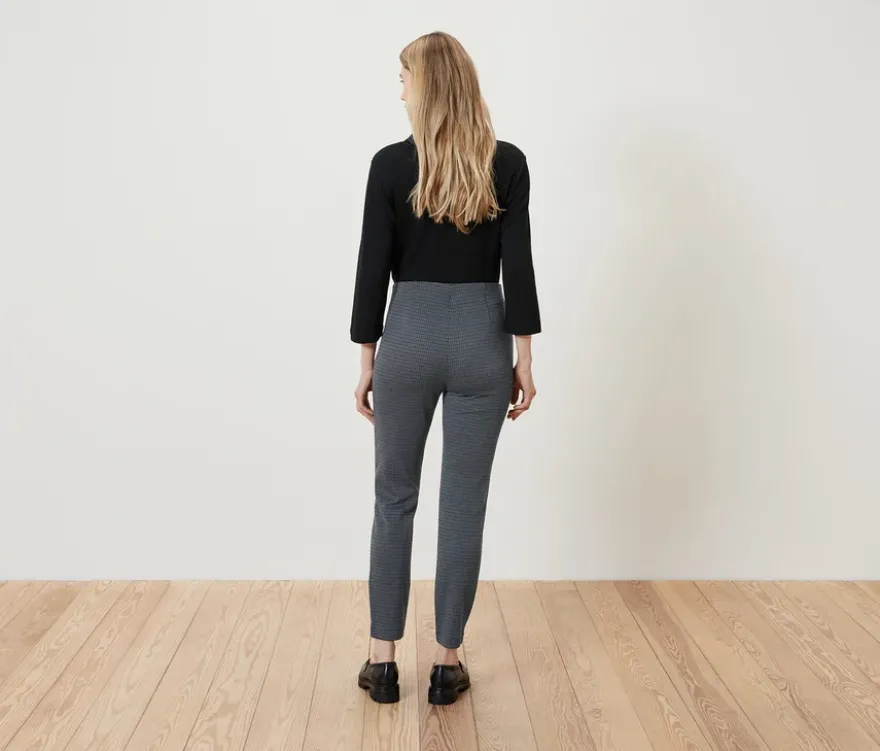 Stoffhose mit Hahnentritt-Jacquard