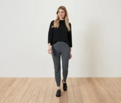 Stoffhose mit Hahnentritt-Jacquard