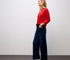 Street One T-Shirt mit Rippdetail, rot