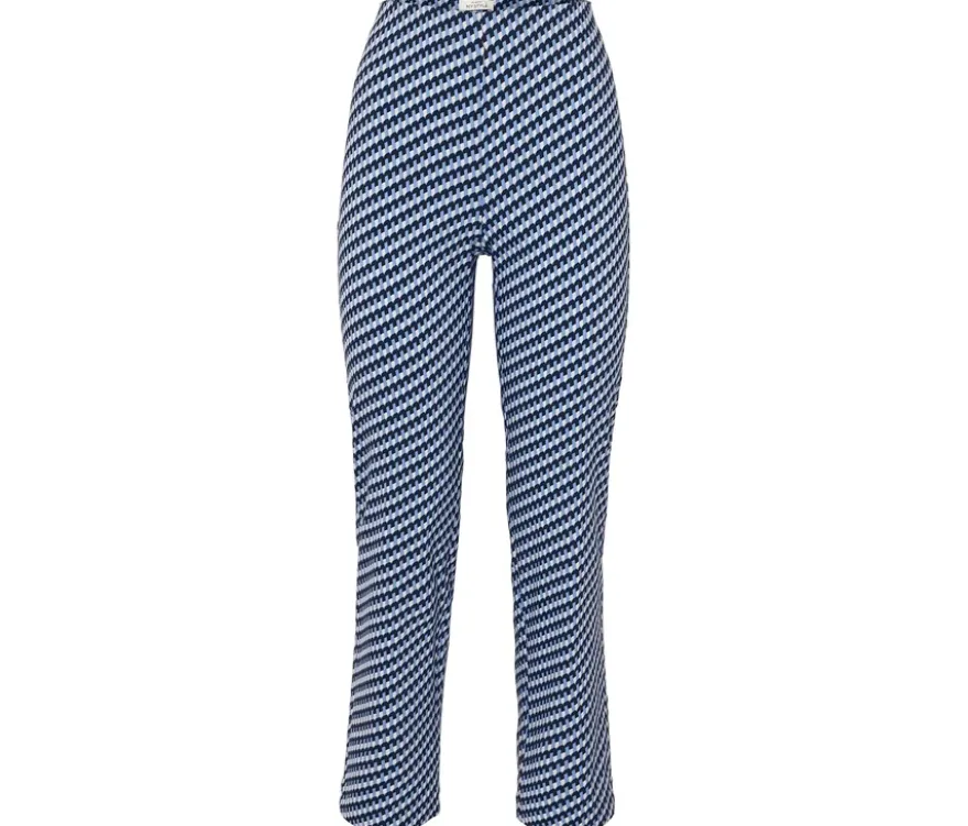 Stretchhose, blau-weißer Alloverprint