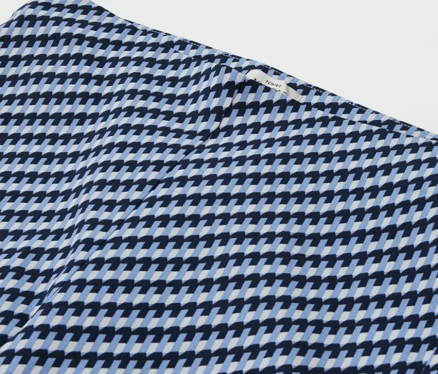 Stretchhose, blau-weißer Alloverprint