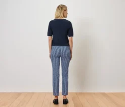 Stretchhose, blau-weißer Alloverprint