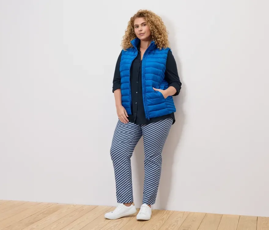 Stretchhose, blau-weißer Alloverprint