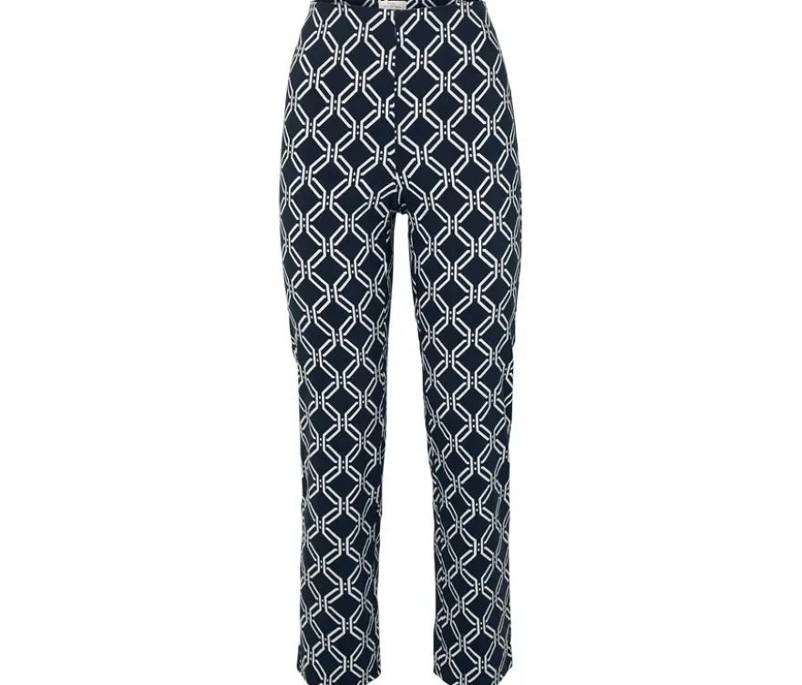Stretchhose, dunkelblau mit weißem Alloverprint