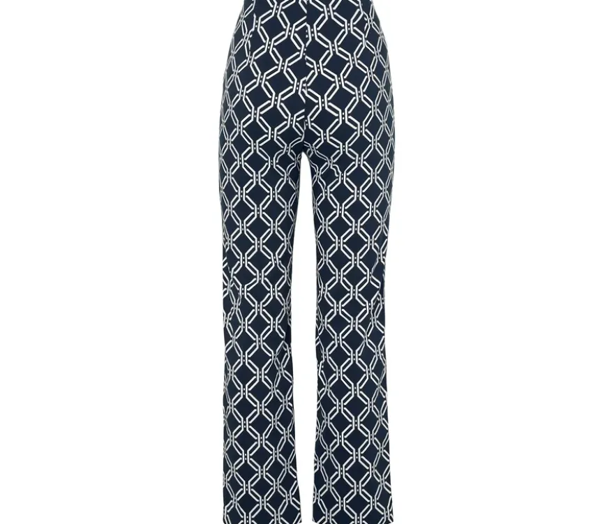 Stretchhose, dunkelblau mit weißem Alloverprint
