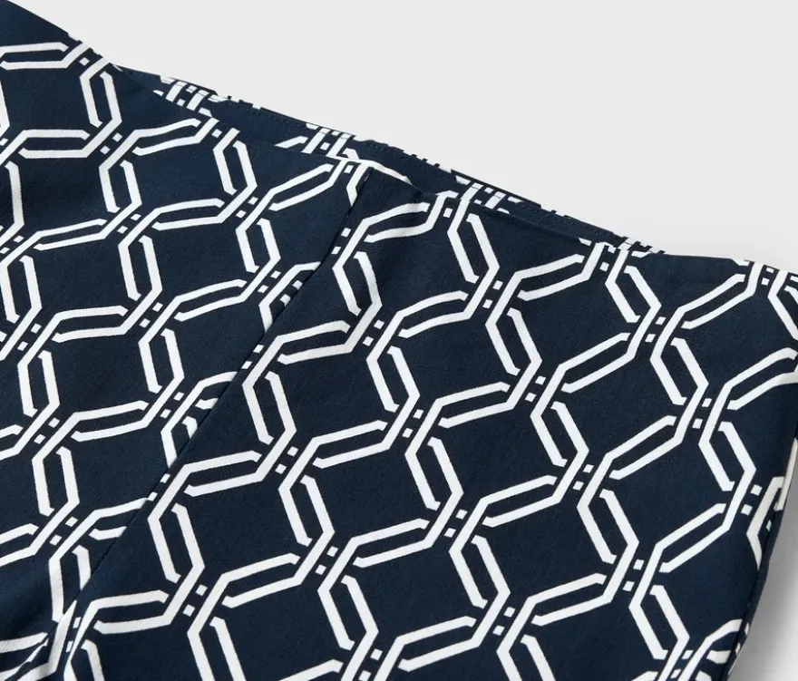 Stretchhose, dunkelblau mit weißem Alloverprint