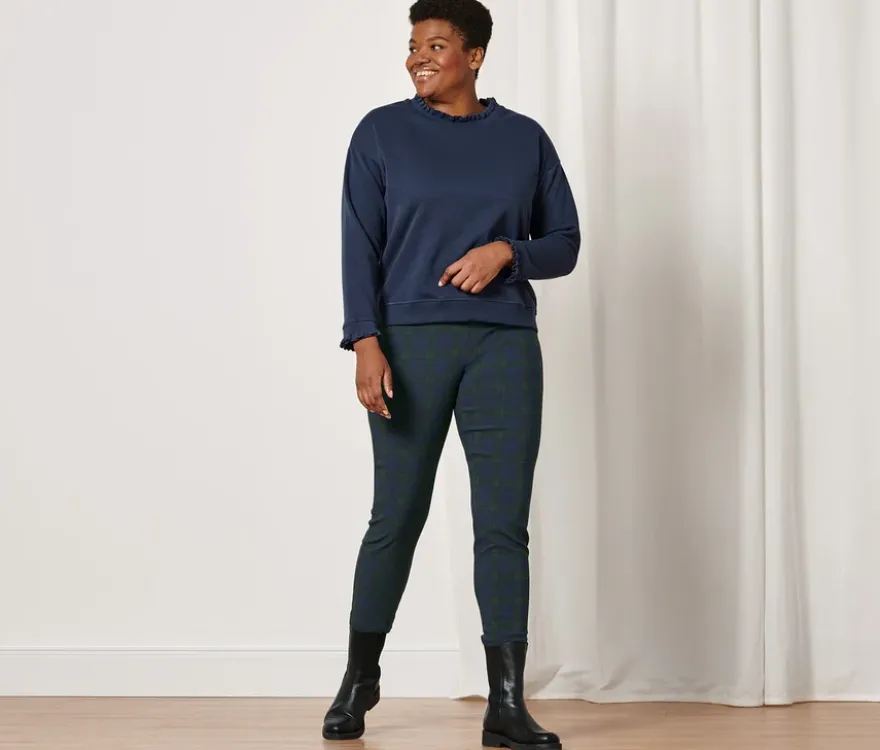 Stretchhose, grün-blau kariert