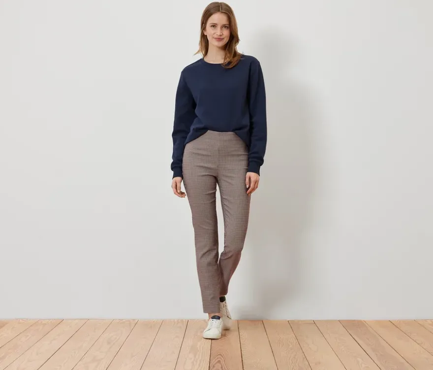 Stretchhose mit Hahnentritt-Jacquard
