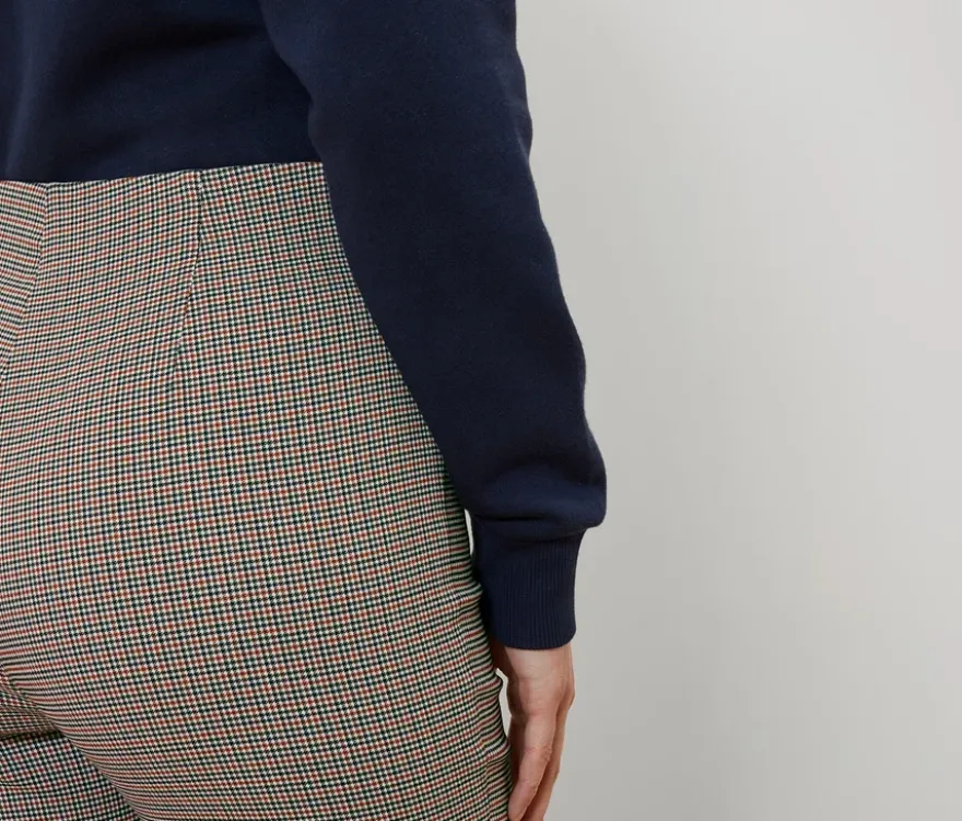 Stretchhose mit Hahnentritt-Jacquard