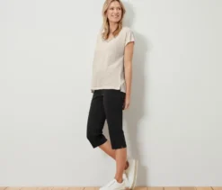 3/4-Stretchhose, schwarz