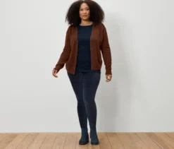 Strickcardigan, Wollmix, cognac