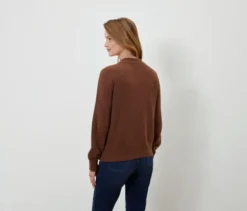 Strickcardigan, Wollmix, cognac
