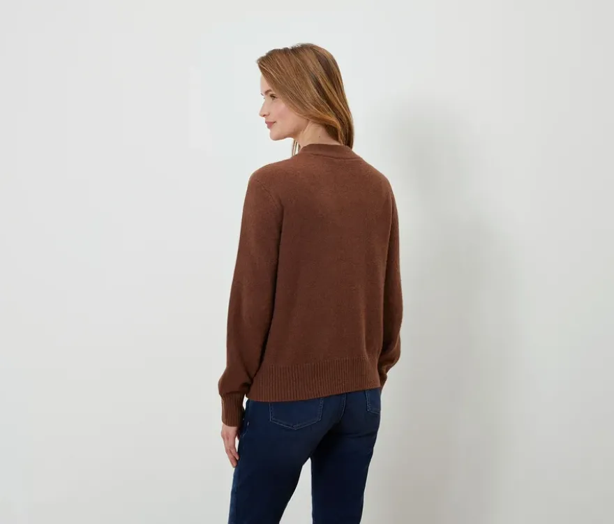 Strickcardigan, Wollmix, cognac