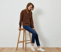 Strickcardigan, Wollmix, cognac