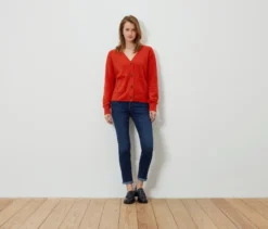 Strickcardigan, Wollmix, orange