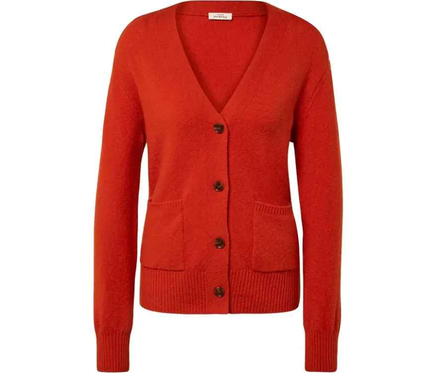 Strickcardigan, Wollmix, orange