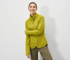 Strickfleecejacke, grüngelb