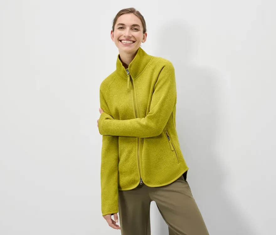 Strickfleecejacke, grüngelb