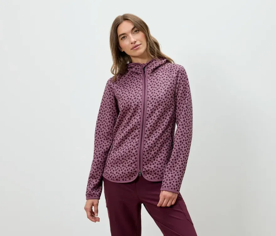 Strickfleecejacke mit Kapuze, Alloverprint