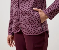 Strickfleecejacke mit Kapuze, Alloverprint