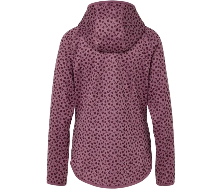 Strickfleecejacke mit Kapuze, Alloverprint